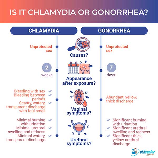 Chlamydia vs. gonorrhea